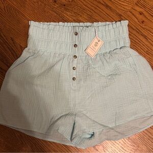 NWT Simply Southern Sky Blue High-Waisted Shorts S/M